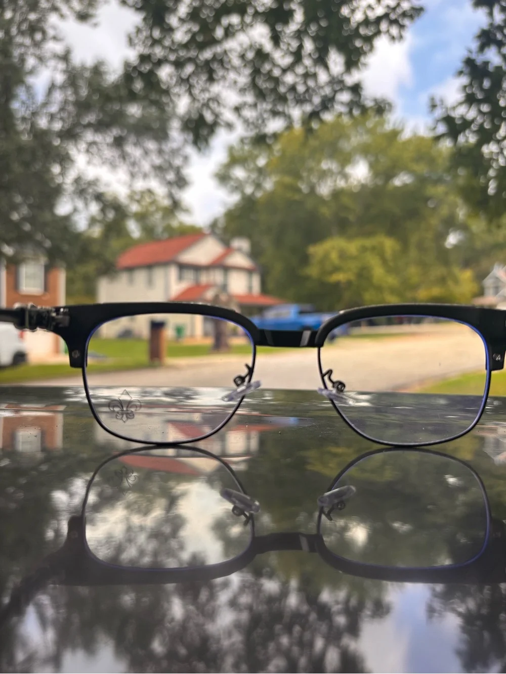 Chrome Hearts Unisex Metal Frame Glasses with Purple-Tinted Lenses